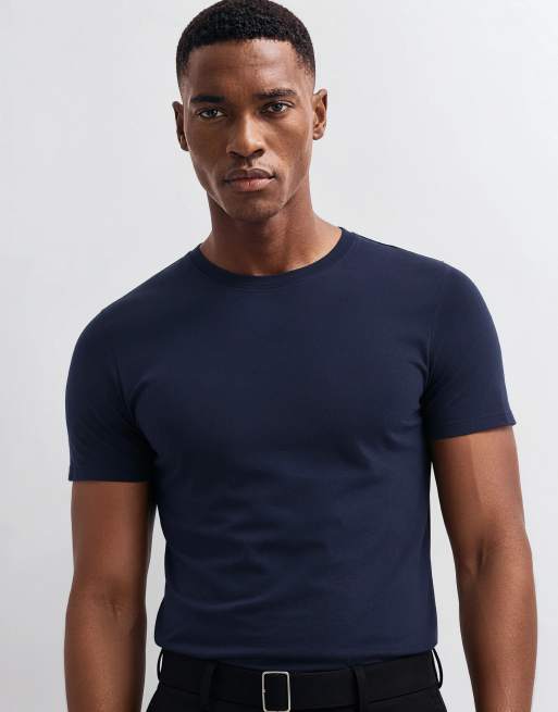 Camiseta azul marino de corte slim de algodón SUPIMA® premium de ASOS DESIGN, 8 de 10