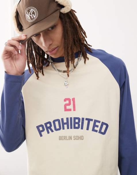 Camiseta azul marino de manga larga con logo "21" de Prohibited - view 1
