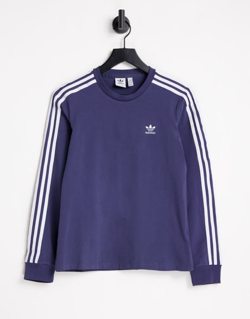 Médico dedo seguridad Camiseta azul marino de manga larga con tres rayas adicolor de adidas  Originals | ASOS