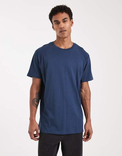 Camiseta azul marino extragrande con cuello redondo de Brave Soul - view 1
