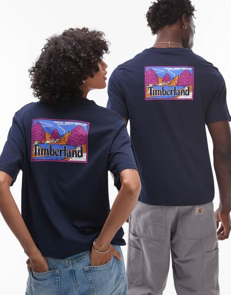 Camiseta azul marino extragrande con estampado en la espalda de paisaje de lago de Timberland - view 1