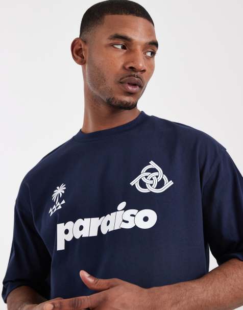 Camiseta azul marino extragrande con estampado gráfico de fútbol de ASOS DESIGN - view 1