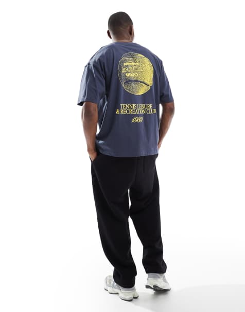 Camiseta azul marino extragrande con estampado gráfico deportivo de ASOS DESIGN - view 1