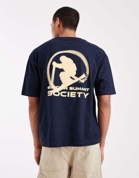 Camiseta azul marino extragrande con gráfico deportivo de esquí de ASOS DESIGN - view 1