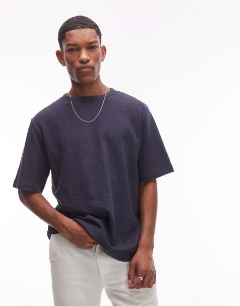 Camiseta azul marino extragrande de tejido grueso de bouclé de ARKET - view 1