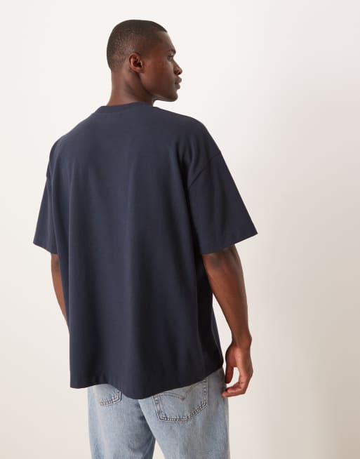 Camiseta azul marino extragrande de tejido grueso suave de ASOS DESIGN, 3 de 5