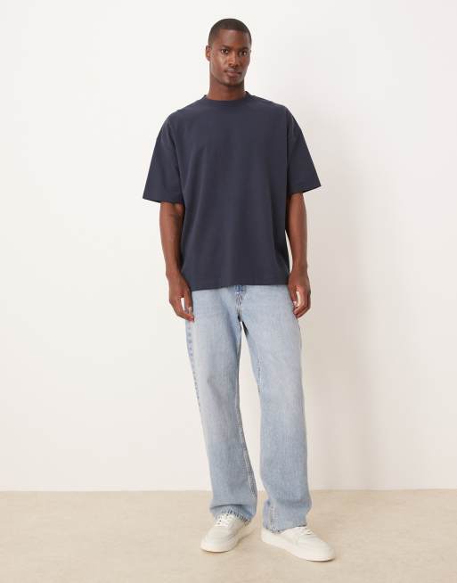 Camiseta azul marino extragrande de tejido grueso suave de ASOS DESIGN, 4 de 5