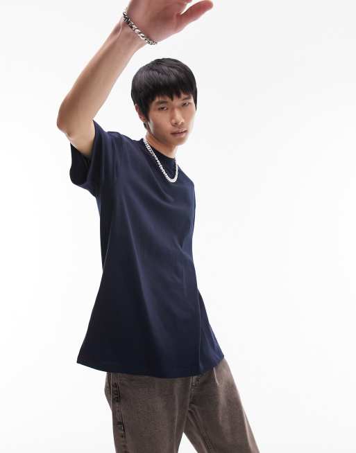 Camiseta azul marino extragrande de Topman