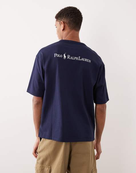 Camiseta azul marino holgada con logo de jugador y texto estampado en la espalda de tejido grueso de Polo Ralph Lauren - view 1