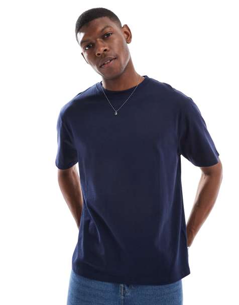 Camiseta azul marino holgada de algodón de tejido de 220 g/m² de Threadbare - view 1