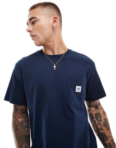Camiseta azul marino holgada estilo worker con logo en el bolsillo de Lee - view 1