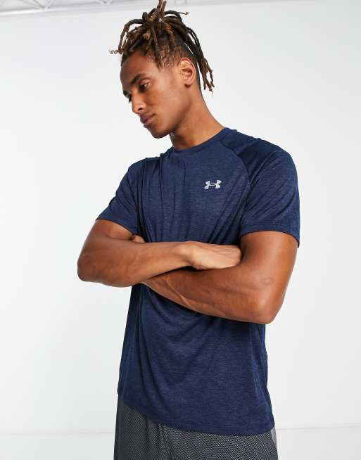 Camiseta azul marino jaspeado Training Tech 2.0 de Under Armour, 3 de 4