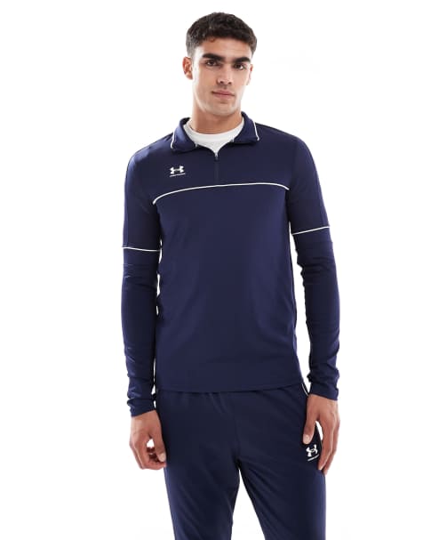 Camiseta azul marino medianoche y blanca con cremallera corta Challenger Training de Under Armour - view 1