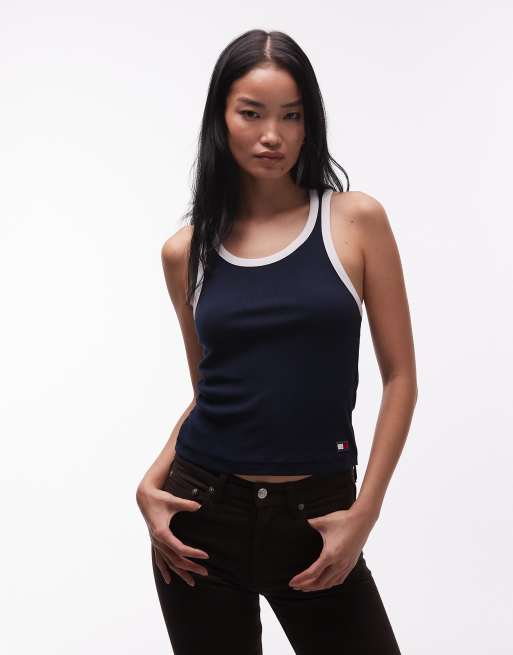 Camiseta azul marino sin mangas Heritage de Tommy Hilfiger