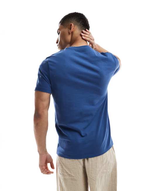 Camiseta azul medio con cuello redondo de tejido grueso de ASOS DESIGN   , 2 de 4