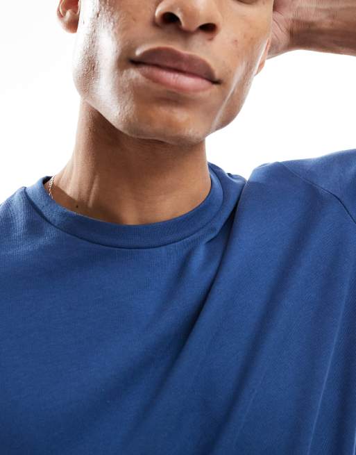 Camiseta azul medio con cuello redondo de tejido grueso de ASOS DESIGN   , 3 de 4