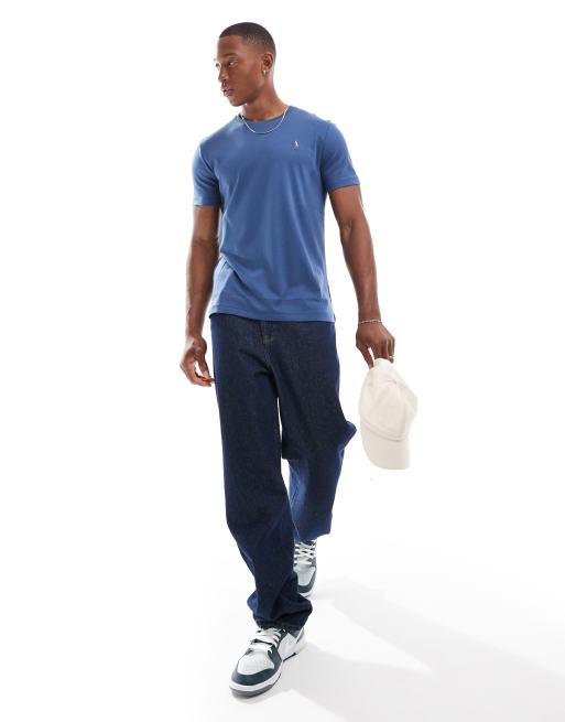 Camiseta azul medio con logo de icono de algodón pima de Polo Ralph Lauren