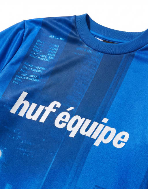 Camiseta azul multicolor de estilo futbolero con estampado gráfico Motion de HUF, 8 de 12