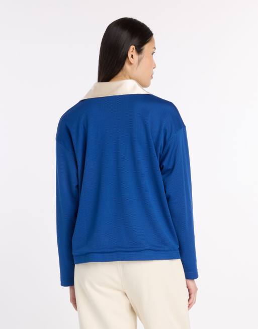 Camiseta azul oscuro de manga larga de malla de punto liso de New Balance, 2 de 4