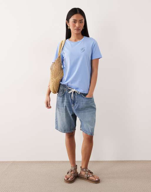 Camiseta azul palacio entallada con logo pequeño de GANT, 2 de 4
