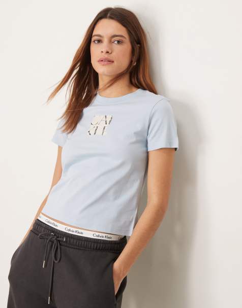 Camiseta azul pálido con estampado gráfico cuadrado de Calvin Klein Jeans - view 1