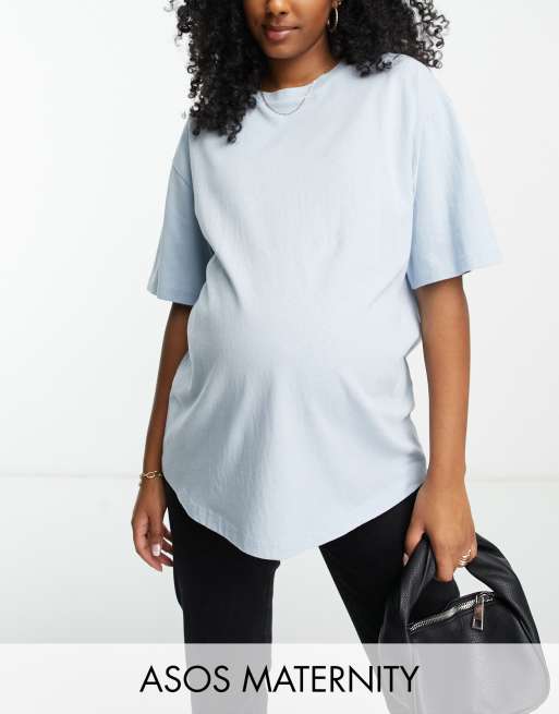 Camiseta azul pastel extragrande texturizada de ASOS DESIGN Maternity