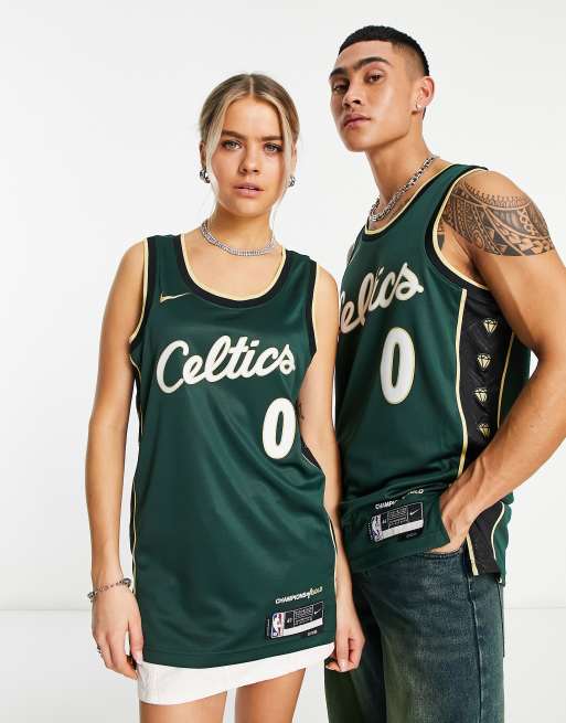 Camiseta azul sin mangas diseño los Boston Celtics de la City Edition Dri-FIT de Nike Basketball ASOS