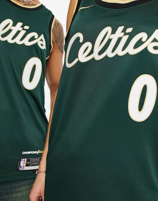 Camiseta azul sin mangas diseño los Boston Celtics de la City Edition Dri-FIT de Nike Basketball ASOS