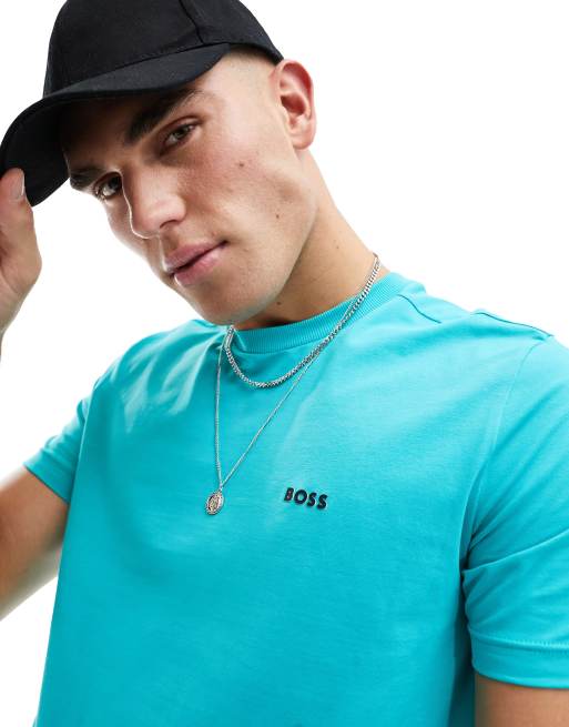 Camiseta azul turquesa de corte estándar de BOSS Green
