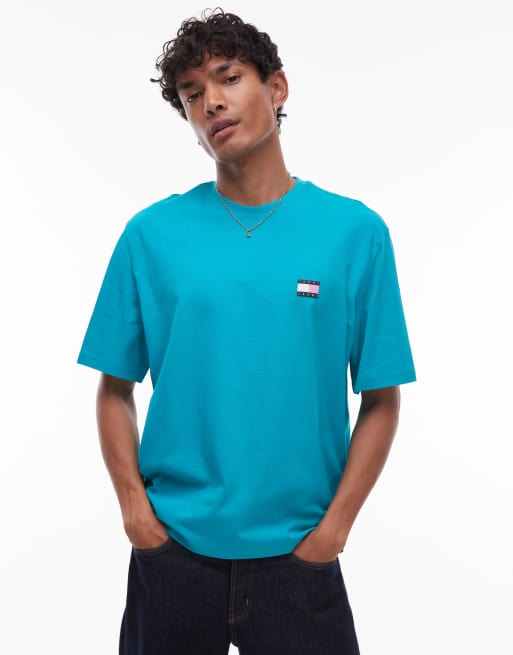 Camiseta azul turquesa extragrande con logo estampado en la espalda de Tommy Jeans , 3 de 4