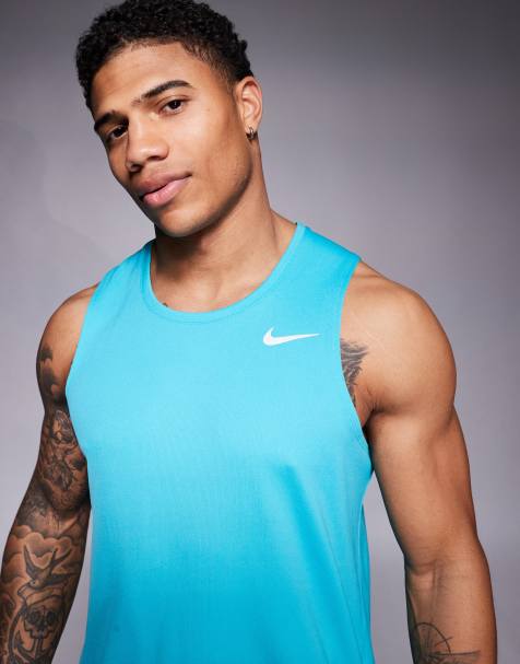 Camiseta azul turquesa sin mangas Dri-FIT Miler de Nike Running - view 1