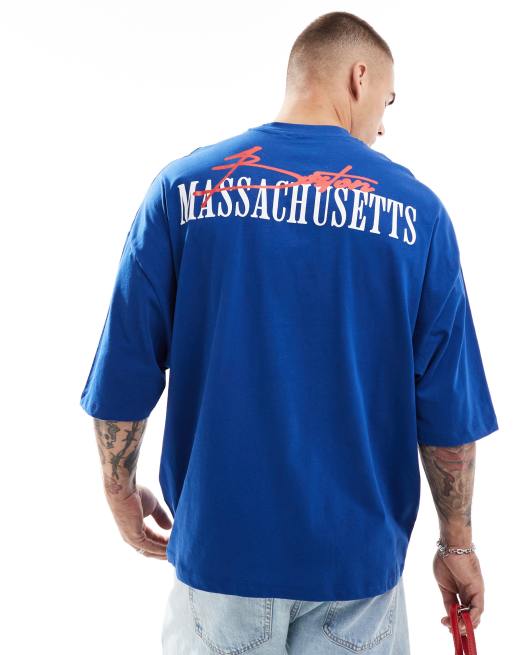 Camiseta azul ultragrande con estampado en la espalda de ASOS DESIGN