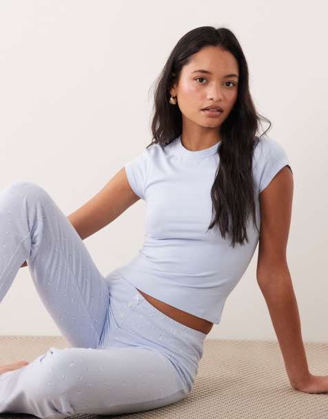 Camiseta azul violáceo con diseño encogido de tejido suave Sleep Cloud de Cotton On (parte de un conjunto) - view 1