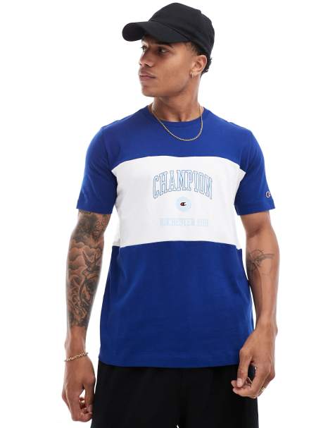 Camiseta azul y blanca con diseño universitario color block Rochester de Champion - view 1