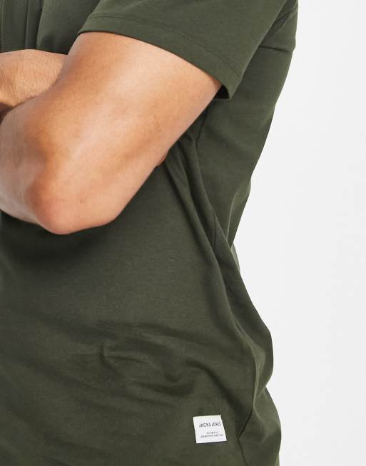 Camiseta básica larga en caqui con bajo redondeado de Jack & Jones Essentials, 3 de 4