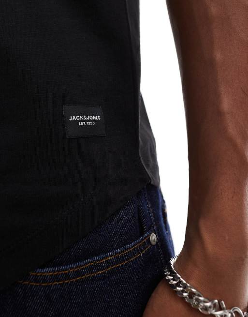 Camiseta básica larga negra con bajo redondeado de Jack & Jones Essentials, 3 de 4