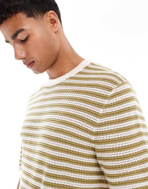 Camiseta beis a rayas verdes de croché de Jack & Jones, 4 de 4