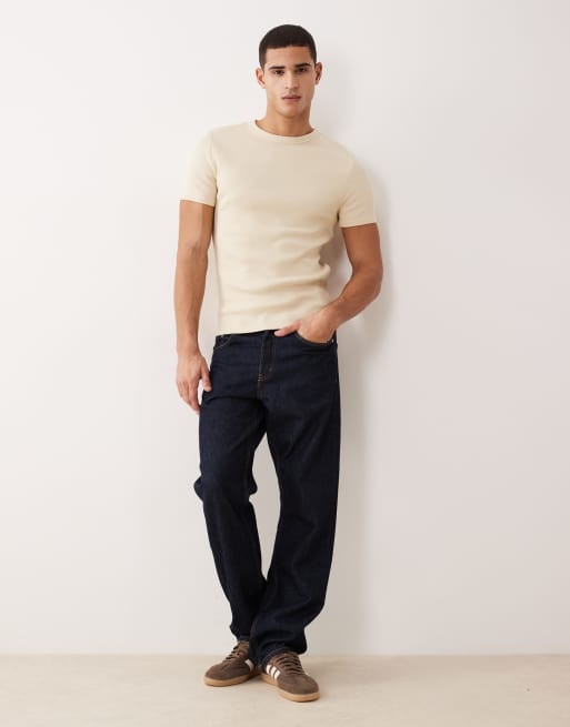 Camiseta beis ajustada de canalé muy grueso de ASOS DESIGN, 2 de 5
