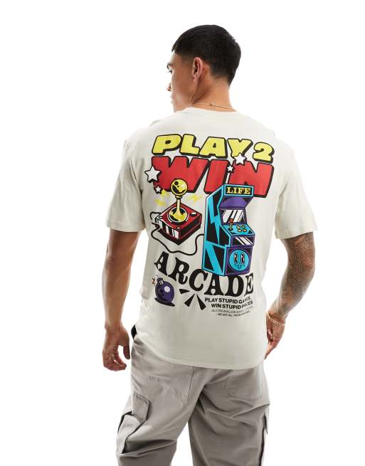 Camiseta beis con estampado 