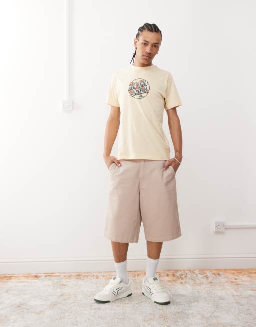 Camiseta beis con estampado gráfico del logo y rosas Stacked Dot de Santa Cruz