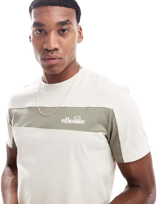 Camiseta beis con franja y logo Baloncieri de ellesse