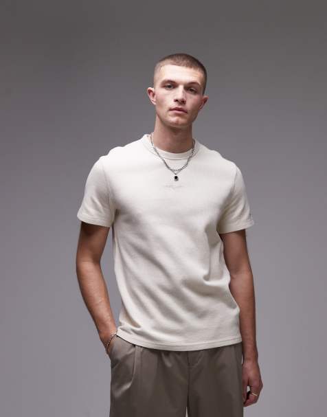 Camiseta beis con logo de texto de tejido gofrado de Tommy Jeans - view 1