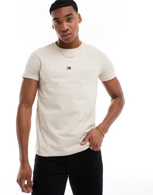 Camiseta beis con logo de Tommy Hilfiger, 2 de 4