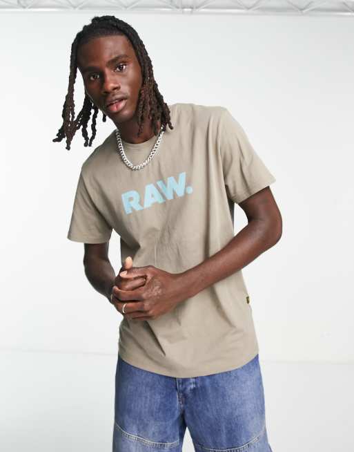 Camiseta beis con texto delantero Holorn de G-Star