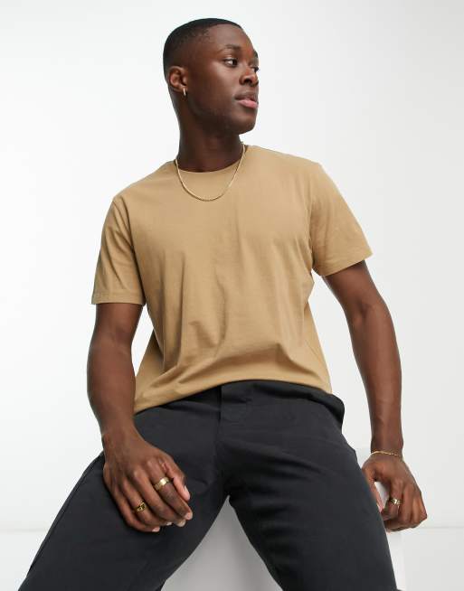 Camiseta beis de algodón de Selected Homme  