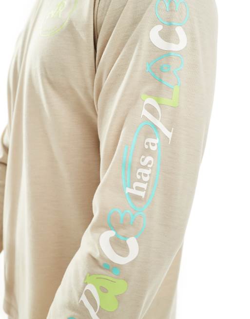 Camiseta beis de manga larga con estampado gráfico Own The Run de adidas Running, 2 de 4