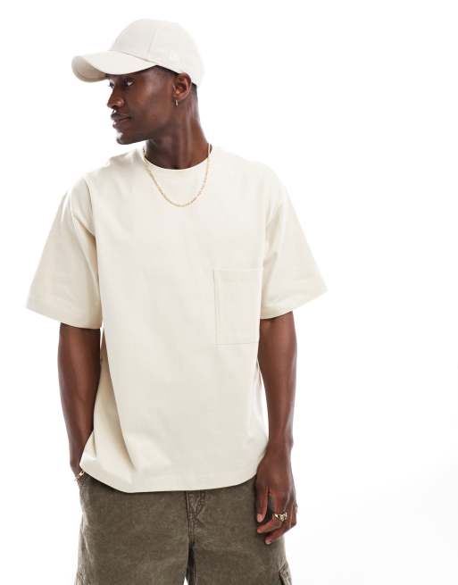 Camiseta beis extragrande con bolsillo de Jack & Jones Premium