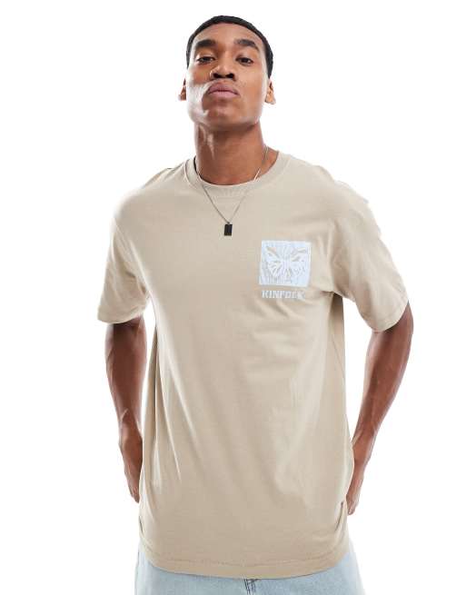 Camiseta beis extragrande con estampado de bloques desérticos en la espalda de ONLY & SONS, 3 de 4