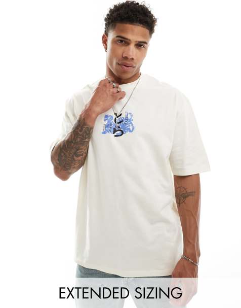 Camiseta beis extragrande con estampado de estilo sukajan de ASOS DESIGN - view 1