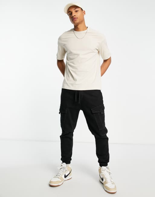 Camiseta beis extragrande con estampado de setas en la espalda de Selected Homme, 4 de 4